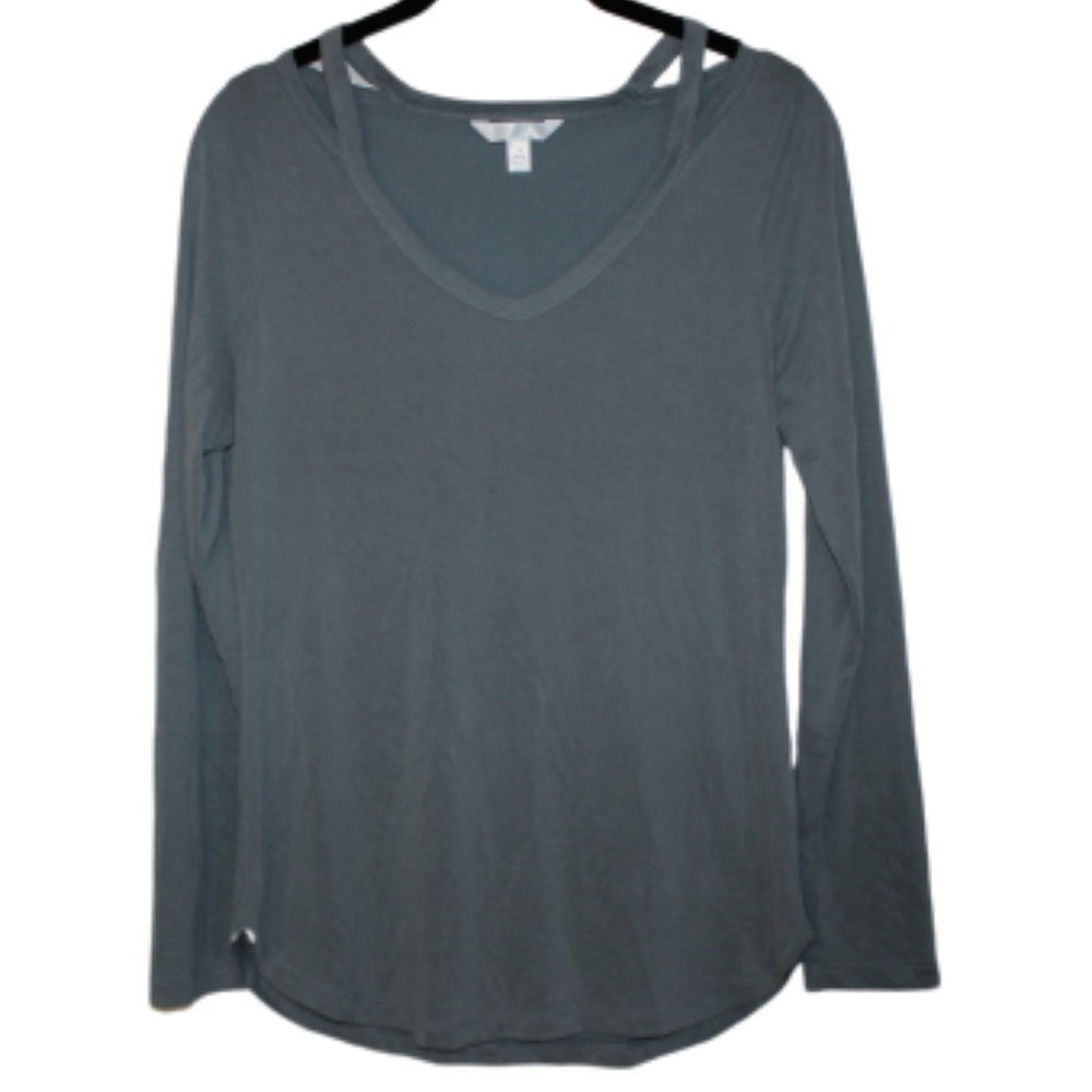 TIme and Tru | Gray Long Sleeve V-Neck Tee (S)